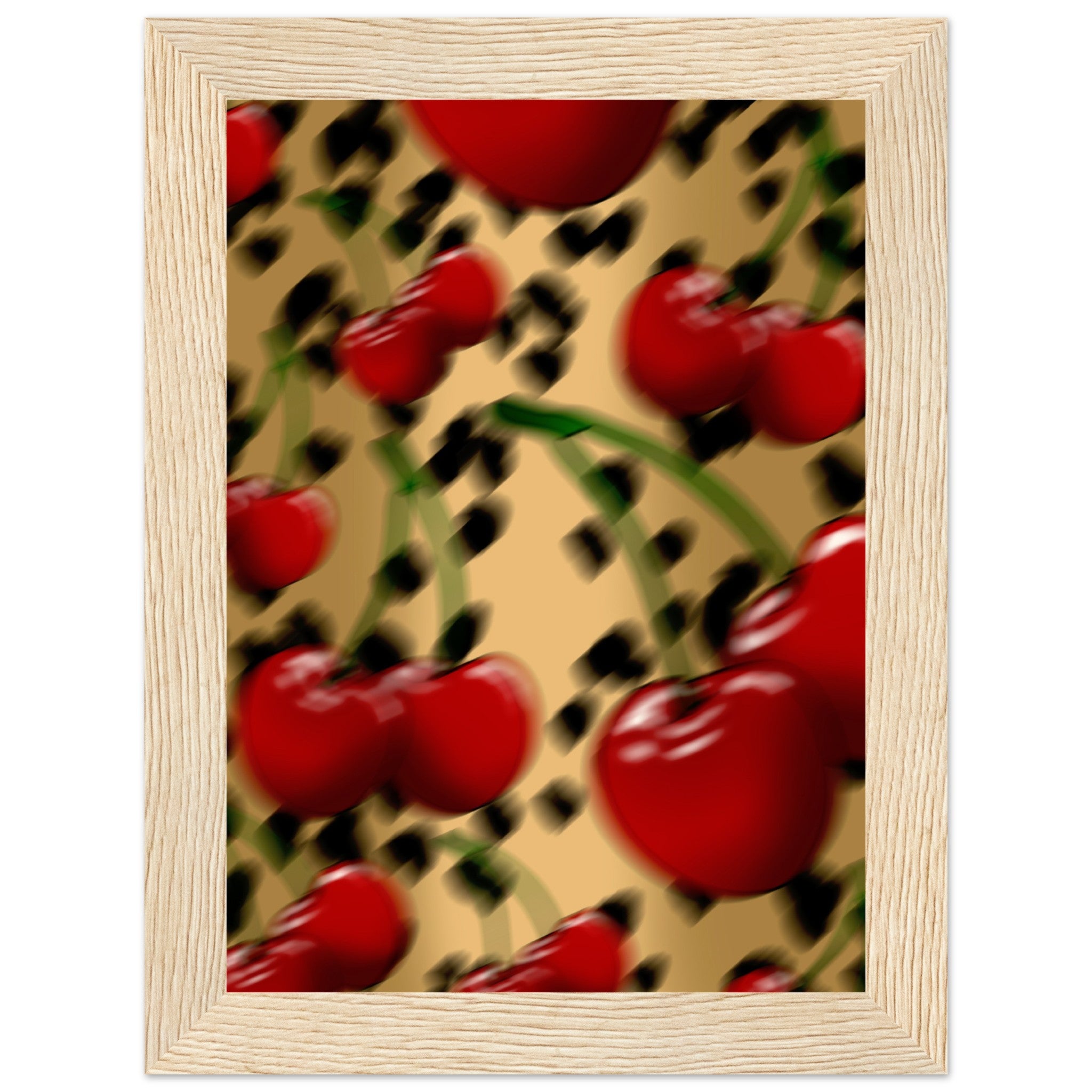Cherry Leopard Haze - Premium Matte Paper Wooden Framed Poster