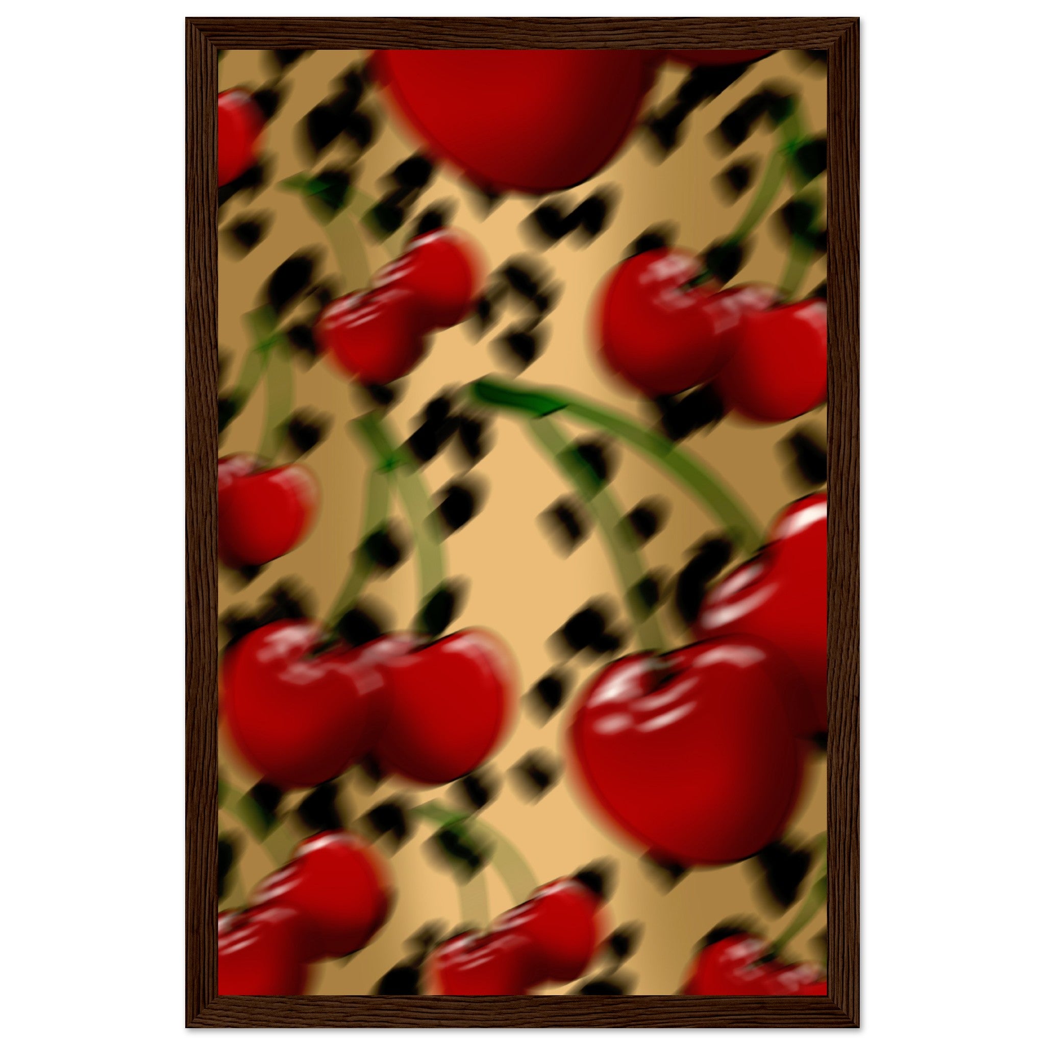 Cherry Leopard Haze - Premium Matte Paper Wooden Framed Poster