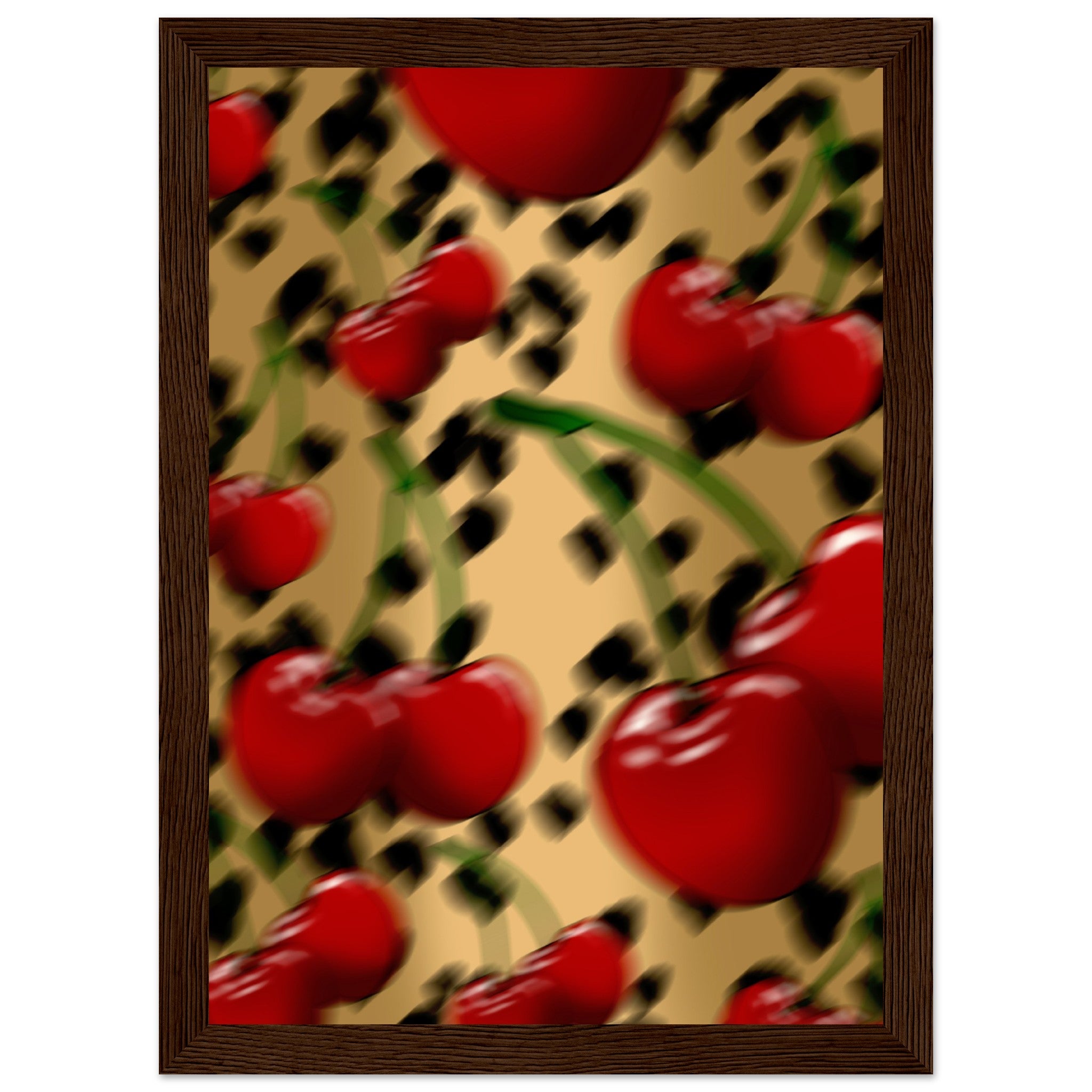 Cherry Leopard Haze - Premium Matte Paper Wooden Framed Poster